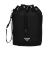 Prada Nylon Clutch With Detachable Strap And Reinforced Base In Black