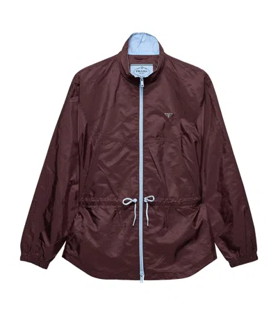 Prada Re-nylon Drawstring-waist Jacket In Burgundy