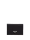 Prada Triangle Logo Re-nylon Bi-fold Wallet In Black