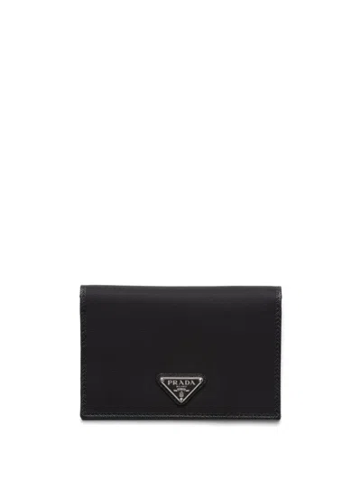 Prada Triangle Logo Re-nylon Bi-fold Wallet In Black