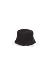 Prada Re-nylon Faux-fur Trim Bucket Hat In Black