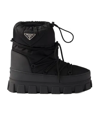 Prada Re-nylon Gabardine Après Ski Booties In Schwarz