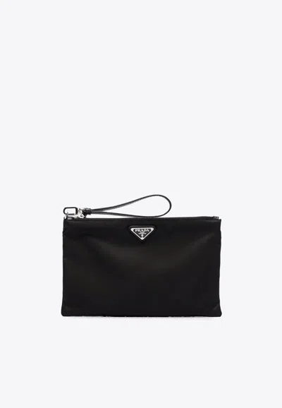 Prada Re-nylon Gabardine Pouch In Black