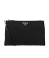Prada Re-nylon And Saffiano Leather Pouch In Black