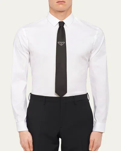 Prada Re-nylon Gabardine Tie With Logo In Green