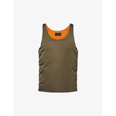 PRADA MENS GREEN RE-NYLON LOGO-PLAQUE RECYCLED-NYLON DOWN VEST