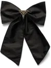 Prada Brass Hair Clip With Maxi Bow Design In Schwarz