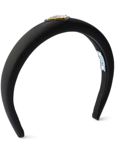 Prada Headband Aus Re-nylon In Schwarz