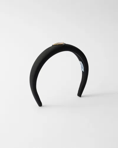 Prada Womens Black Triangle-logo Velvet Headband