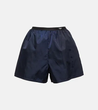 Prada Re-nylon High-rise Shorts In Blue