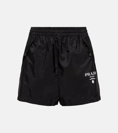 Prada Re-nylon High-rise Shorts In Nero