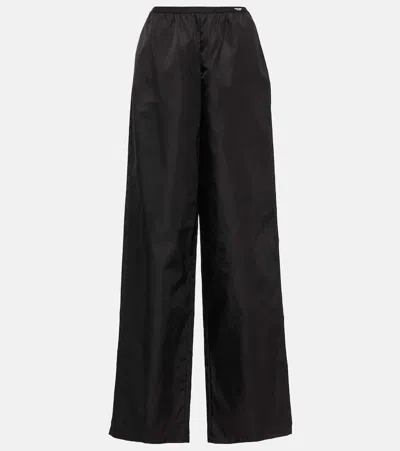 Prada Re-nylon High-rise Wide-leg Pants In Nero