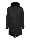 Prada Re-nylon Hooded Coat In Black