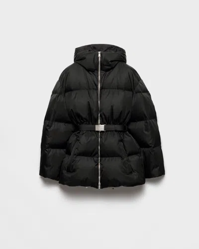 Prada Daunenjacke Aus Re-nylon Mit Kapuze In Black