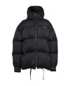Prada Re-nylon Gabardine Hooded Down Jacket In Black