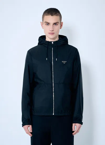 Prada Re-nylon Hooded Jacket In Blue