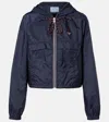 Prada Cropped Re-nylon Hooded Zip Jacket In Black
