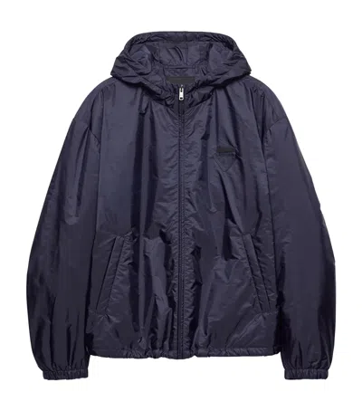 Prada Mens Blue Hooded Re-nylon Jacket Xl