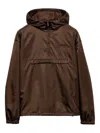 Prada Mens Brown Re Nylon Hooded Long-sleeve Woven Anorak In Black