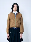 Prada Women Re-nylon Hooded Jacket With Contrast Trims In Burgundy