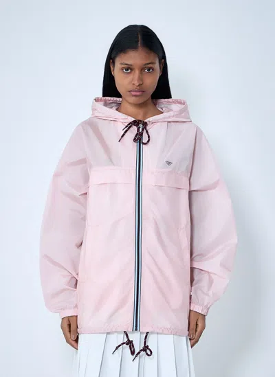 Prada Re-nylon Hooded Windbreaker Jacket In Pink