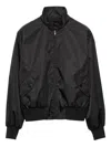 Prada Low-shoulder-sleeve Zip-front Jacket In Black