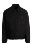 Prada Triangle Logo Re-nylon Padded Jacket In Animal Print