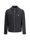 Prada Triangle Logo Zip-up Jacket In Black