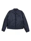 Prada Padded Jacket With Collared Design And Front Pocket In Blue