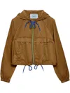 Prada Women Re-nylon Hooded Jacket With Contrast Trims In Brown