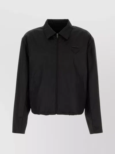 Prada Re-nylon Jacket Collared Design In Black