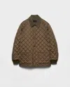 Prada Quilted Corduroy-collar Jacket In Green