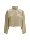 Prada Beige Recycled Polyamide Shell Jacket In Neutral