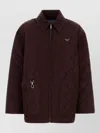 Prada Re Nylon Jacket Quilted Design Side Pockets In Brown