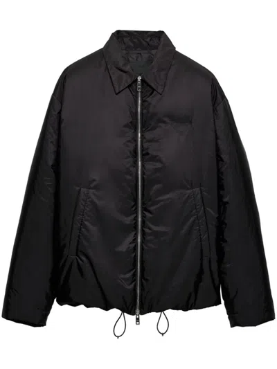 Prada Re-nylon Puffer Jacket In Black