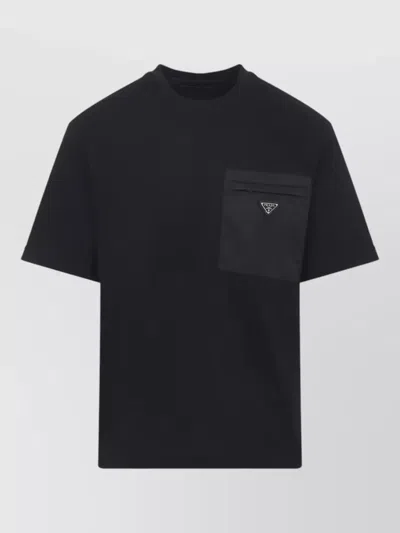 PRADA RE NYLON JERSEY T SHIRT ZIP POCKET