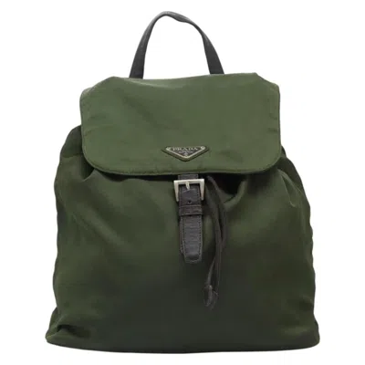 Pre-owned Prada Re-nylon Khaki Synthetic Backpack Bag ()