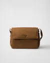 Prada Traveller Re-nylon Large Padded Shoulder Bag In Brandy