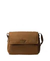 Prada Traveller Re-nylon Large Padded Shoulder Bag In Brown