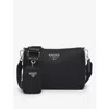 Prada Mens Black Re-nylon Leather And Recycled-nylon Shoulder Bag In Black