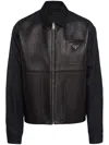 Prada Re-nylon Leather Jacket In Schwarz