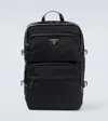 Prada Nylon Backpack With Top Handle And Front Zip In Black