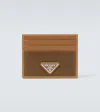 Prada Re-nylon Leather-trimmed Card Case In Brown