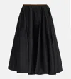 Prada Re-nylon Leather-trimmed Midi Skirt In Black