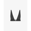 Prada V-neck Logo Plaque Bralette Top In Black