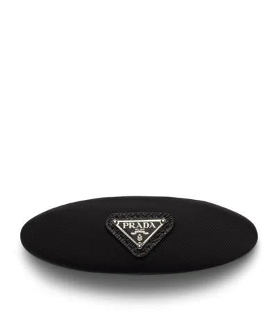 Prada Re-nylon Logo Hair Clip In Black