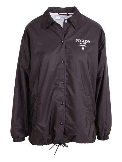 Prada Re-nylon Logo Jacket In Black