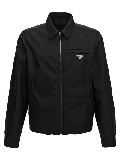 Prada Re-nylon Logo Jacket Casual Jackets And Parka Black