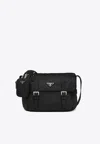 Prada Re-nylon Triangle Logo-plaque Shoulder Bag In Black