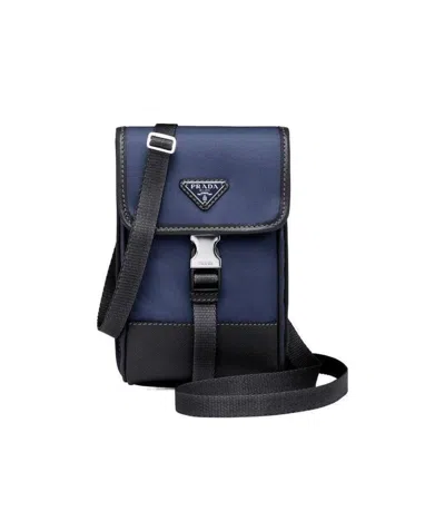 Prada Re-nylon Logo Plaque Phone Case In Black